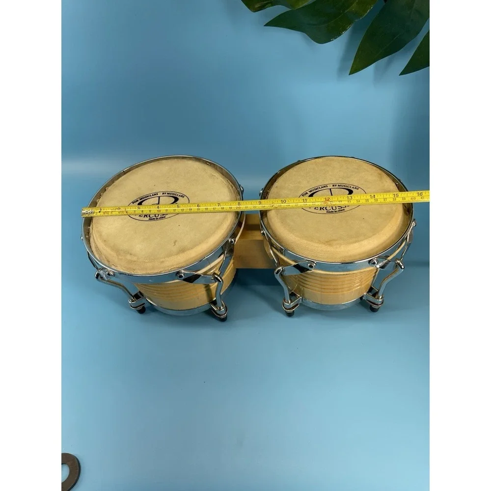 GP‎ Percussion Bongo Drums Set Wood Bongos Natural Heads As-Is